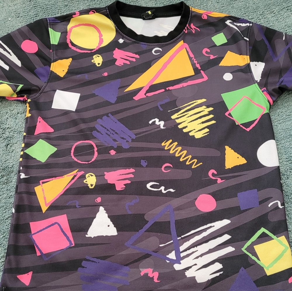Screenshot Short Sleeve Graphic 1980s Style, Small, Geometric Designs, Tshirt